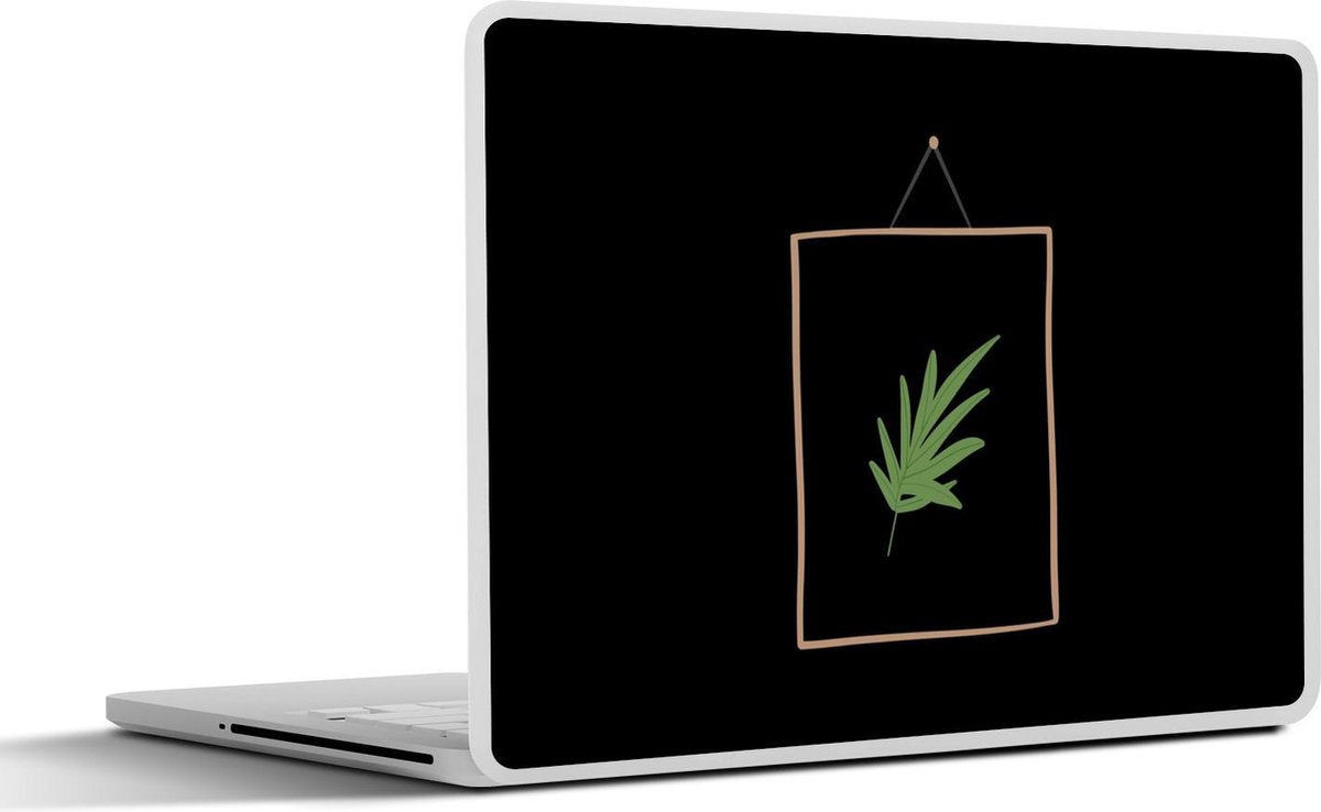 Laptop sticker - 10.1 inch - Abstract blad op een zwarte achtergrond