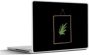 Laptop sticker - 10.1 inch - Abstract blad op een zwarte achtergrond