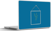 Laptop sticker - 10.1 inch - Abstracte bladerenop een kaart met een blauwe achtergrond