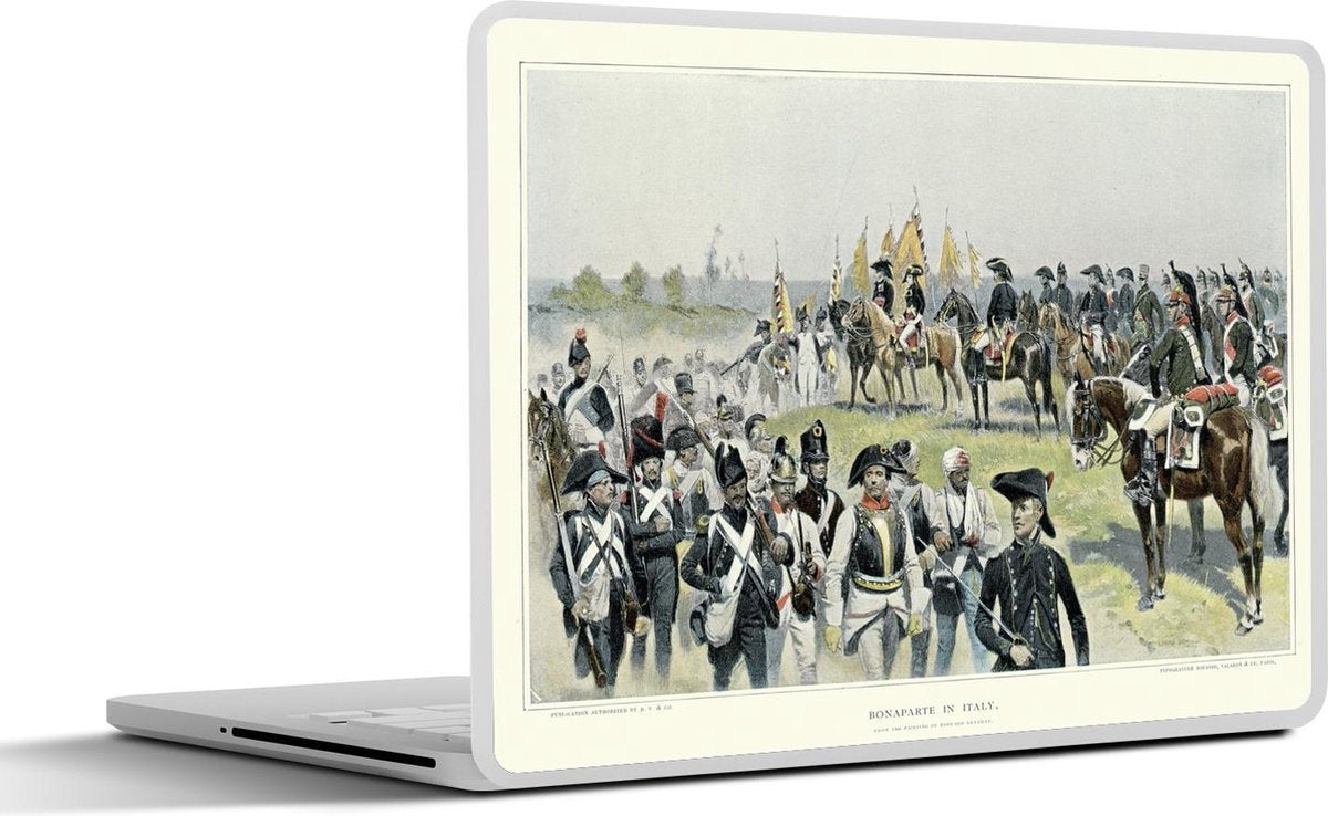Laptop sticker - 10.1 inch - Illustratie van Napoleon Bonaparte met een leger