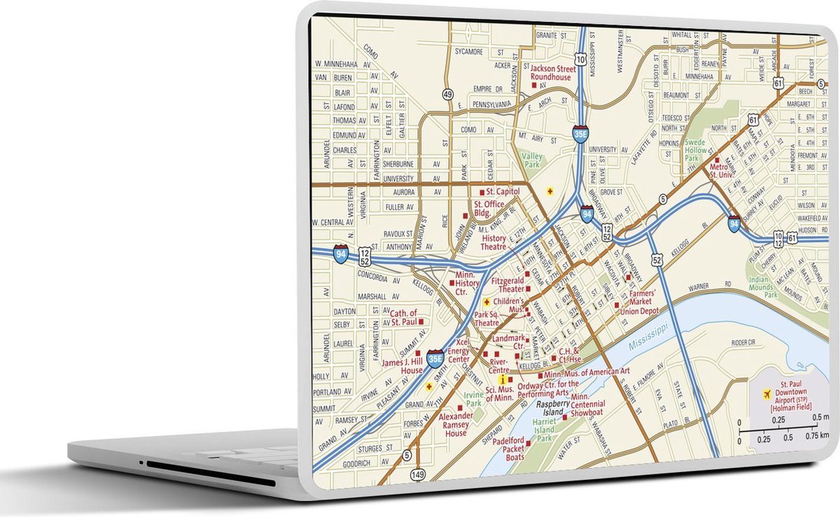 Laptop sticker - 10.1 inch - Illustratie van een kaart van Saint Paul in Minnesota
