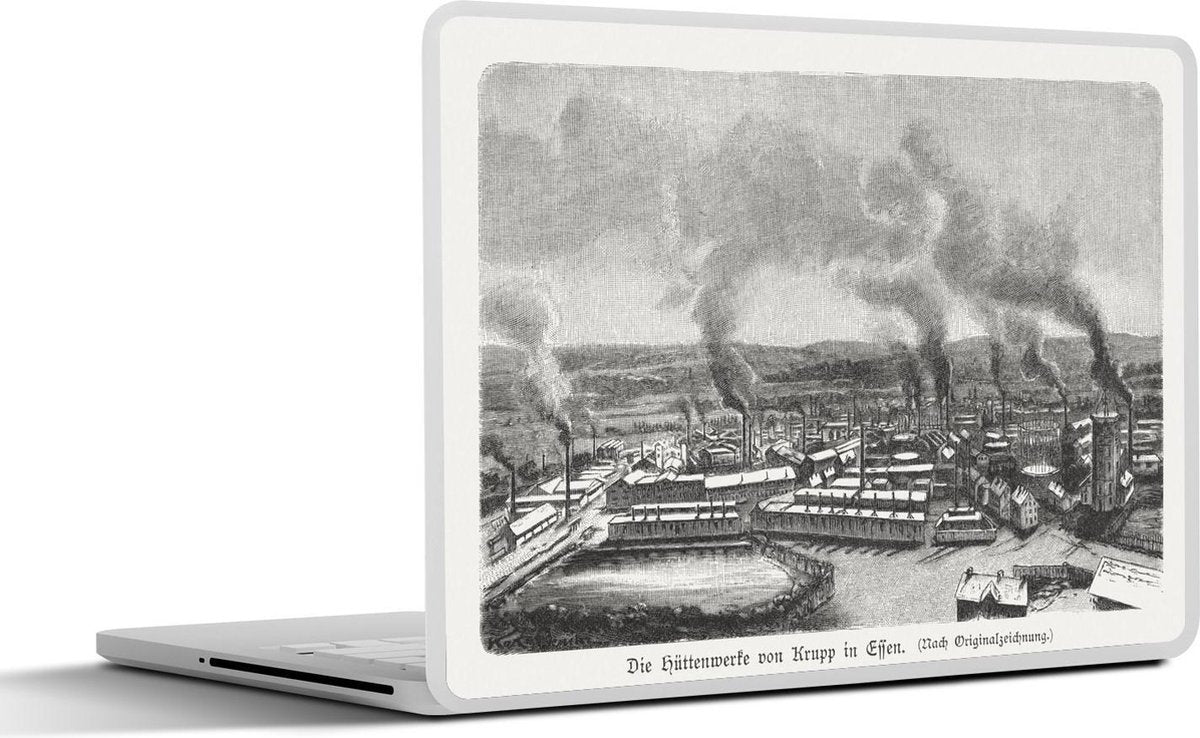 Laptop sticker - 10.1 inch - Illustratie van een luchtfoto van de Duitse stad Essen