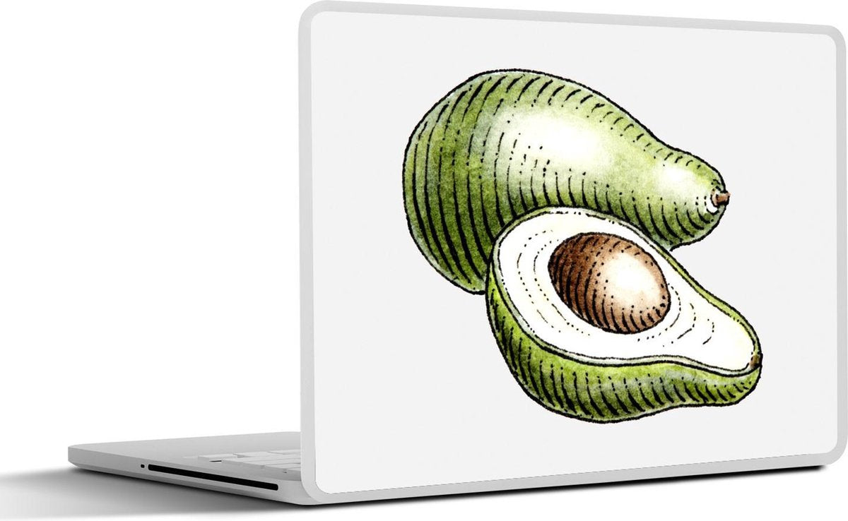 Laptop sticker - 10.1 inch - Illustratie van twee gestreepte avocado's