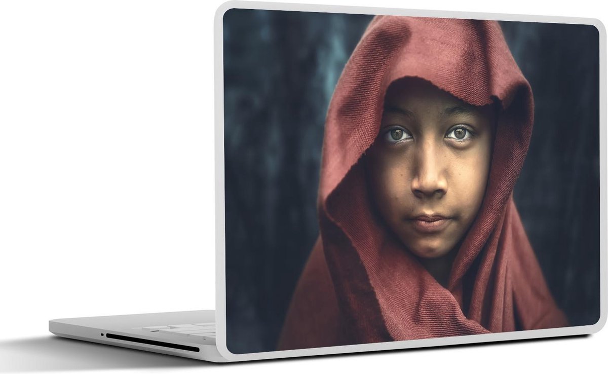 Laptop sticker - 10.1 inch -  kind met rode doek om hoofd