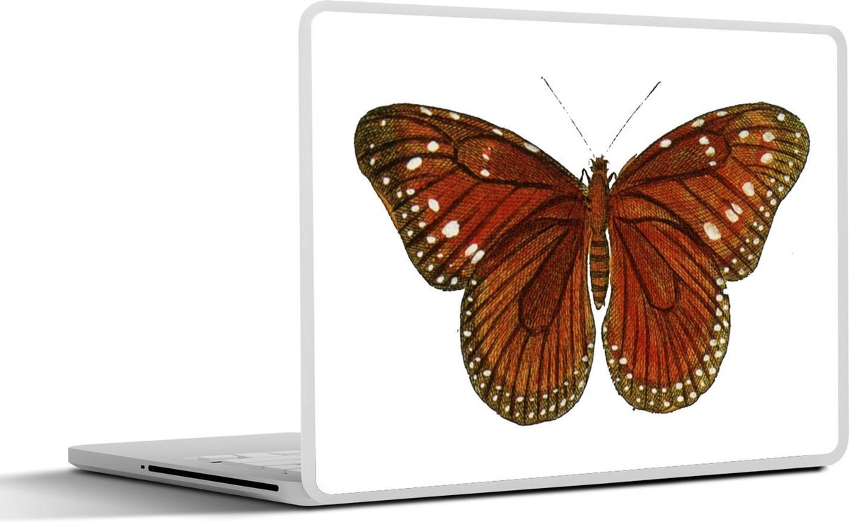Laptop sticker - 10.1 inch - Illustratie van een bruine vlinder met witte stippen