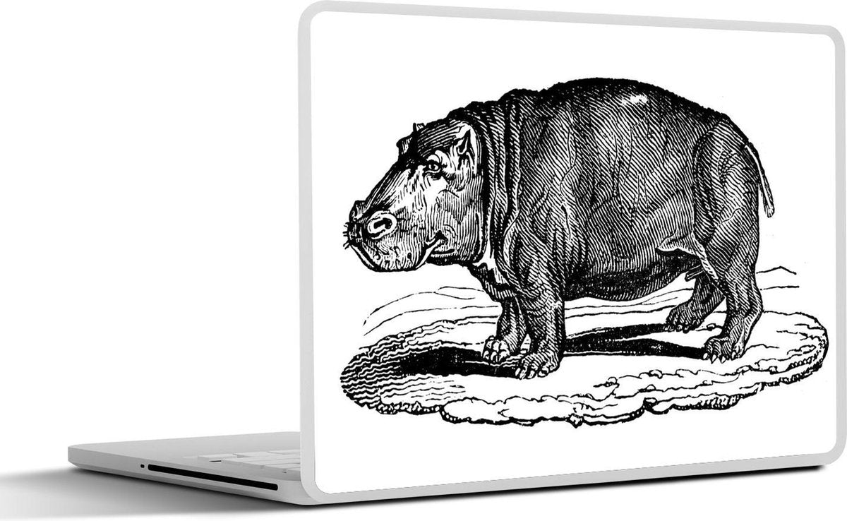 Laptop sticker - 10.1 inch - Illustratie van een lopend nijlpaard
