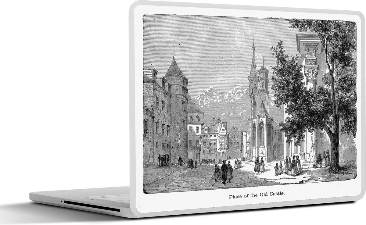 Laptop sticker - 10.1 inch - Illustratie van het stadsbeeld van Stuttgart in Duitsland