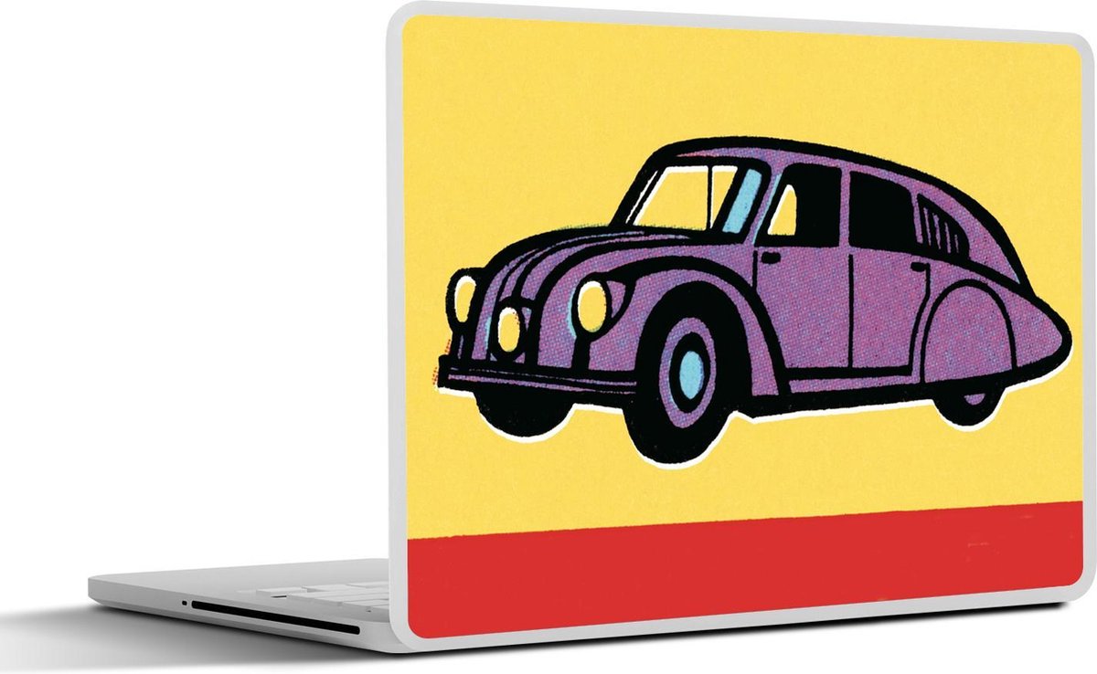 Laptop sticker - 10.1 inch - Illustratie van een paarse Beetle auto