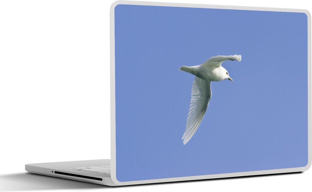 Laptop sticker - 10.1 inch - Ivoormeeuw zweeft onder een helderblauwe lucht
