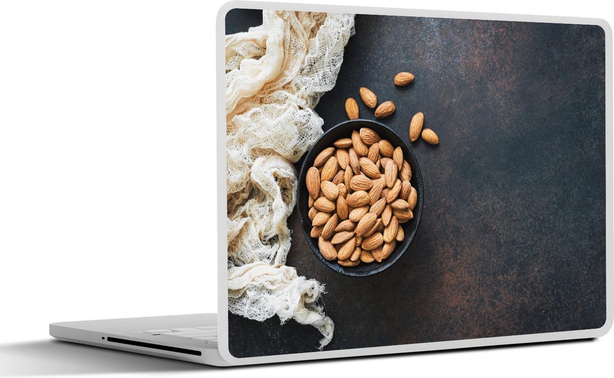 Laptop sticker - 10.1 inch - Amandelen bij elkaar in een zwarte kom