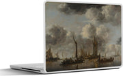 Laptop sticker - 10.1 inch - A River Scene with a Dutch Yacht Firing a Salute - Schilderij van Jan van de Capelle