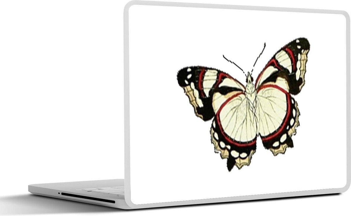Laptop sticker - 10.1 inch - Illustratie van een wit met zwarte vlinder