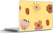 Laptop sticker - 10.1 inch - Abstracte bloemen op een gele achtergrond