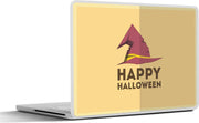Laptop sticker - 10.1 inch - 'Happy Halloween' en een heksenhoed gele achtergrond