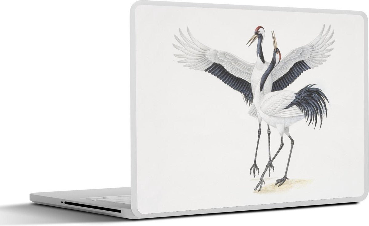 Laptop sticker - 10.1 inch - Illustratie van twee Chinese kraanvogels