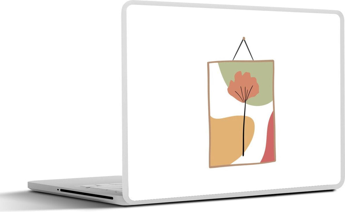 Laptop sticker - 10.1 inch - Abstract blad op een gekleurde kaart met een witte achtergrond