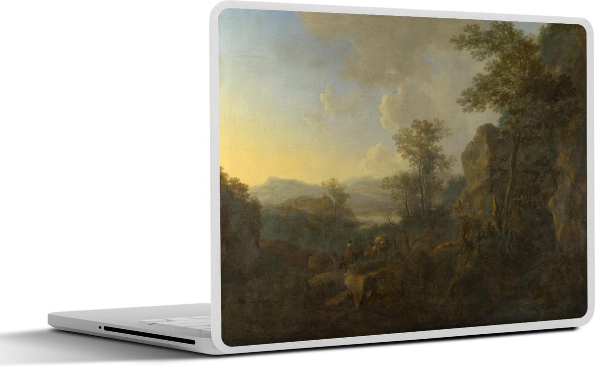 Laptop sticker - 10.1 inch - a rocky landscape with peasants and pack mules - Schilderij van Jan both