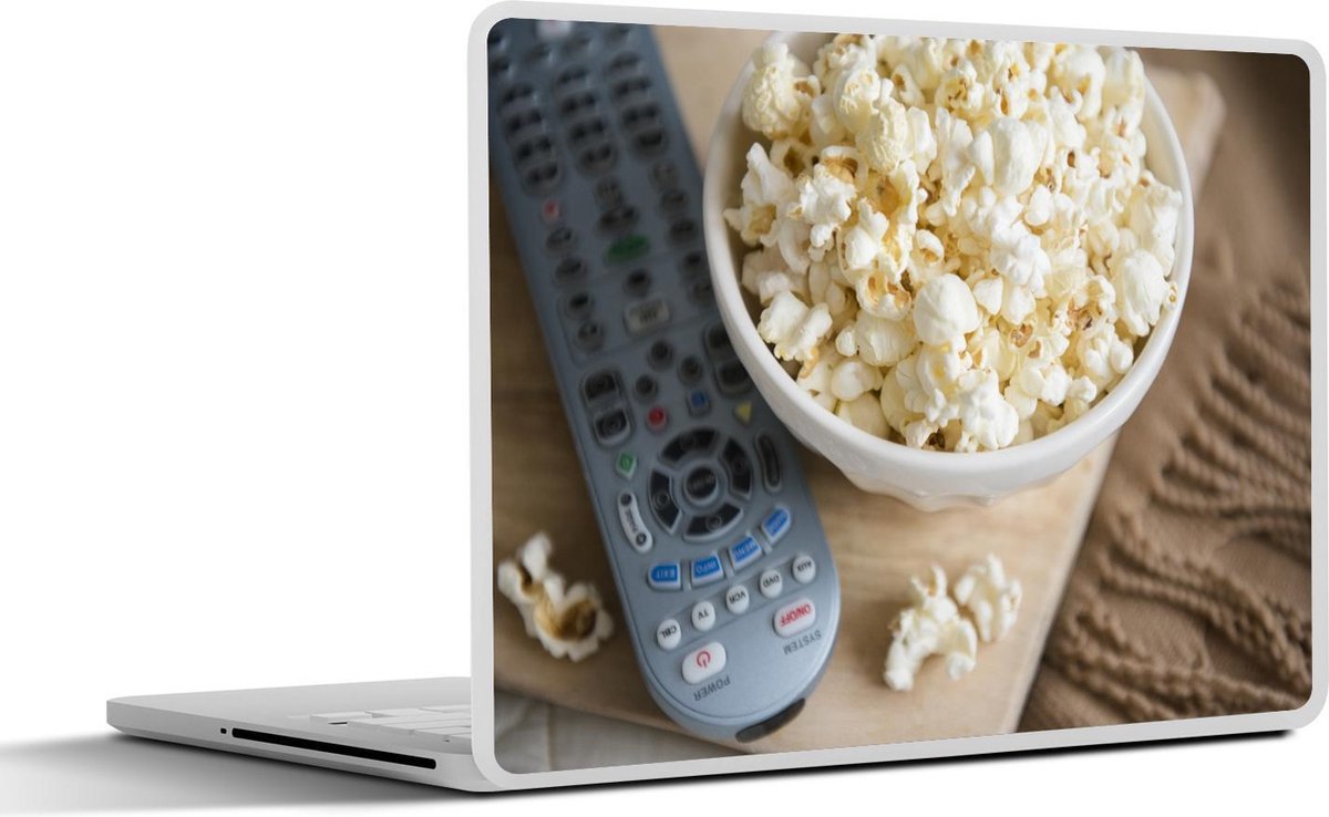 Laptop sticker - 10.1 inch - Afstandsbediening naast popcorn schaal