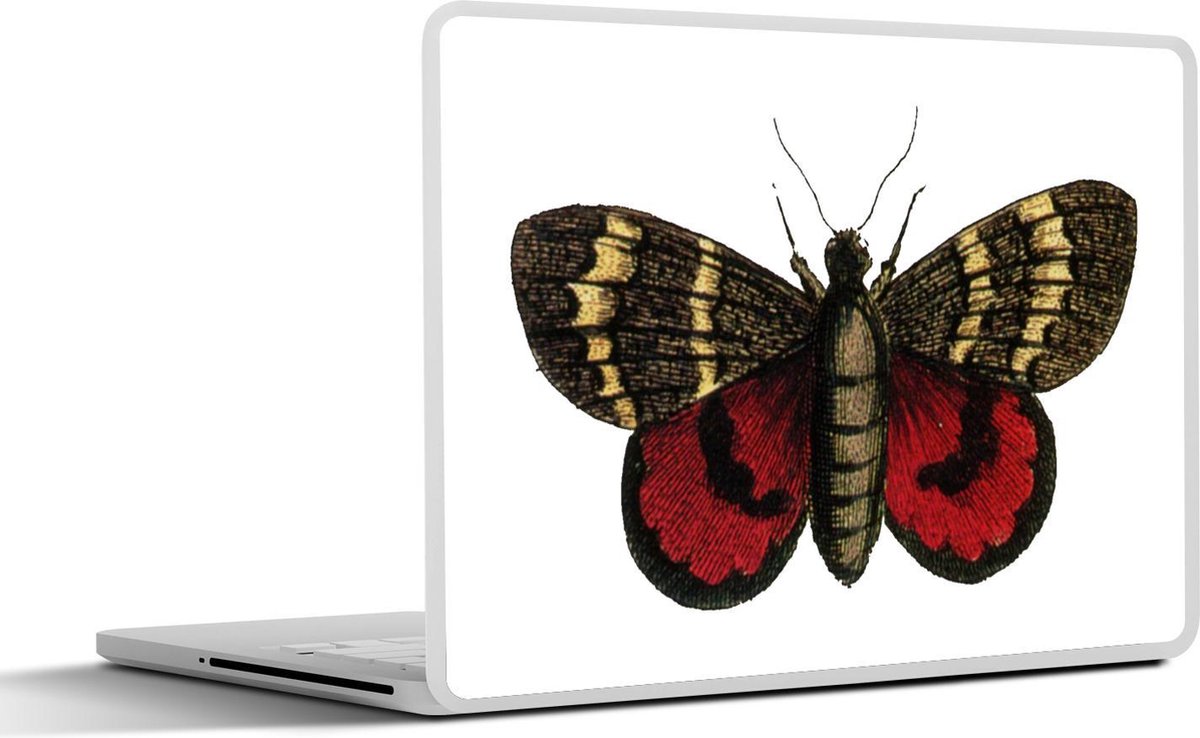 Laptop sticker - 10.1 inch - Illustratie van een rood met bruine vlinder