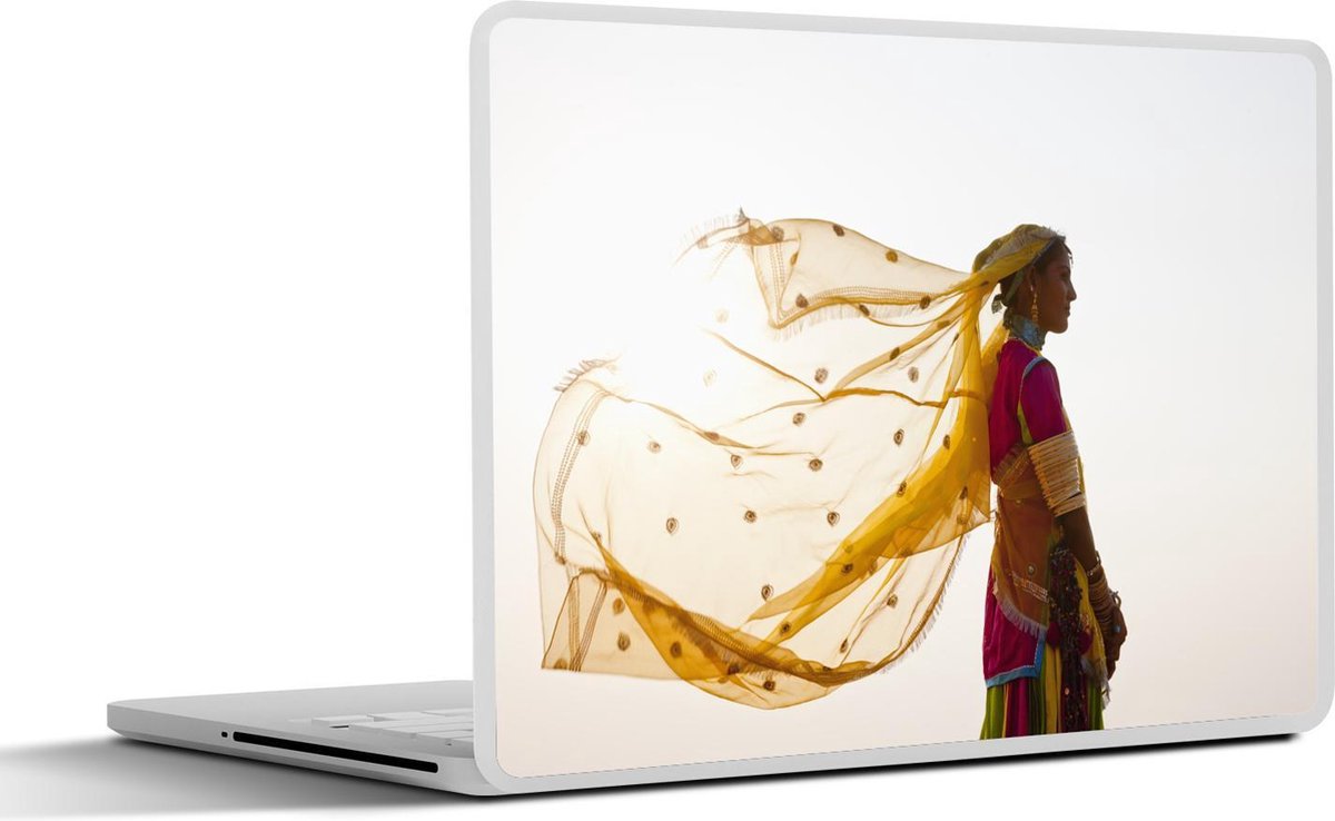Laptop sticker - 10.1 inch - Indiase vrouw met traditionele kleurrijke kleding