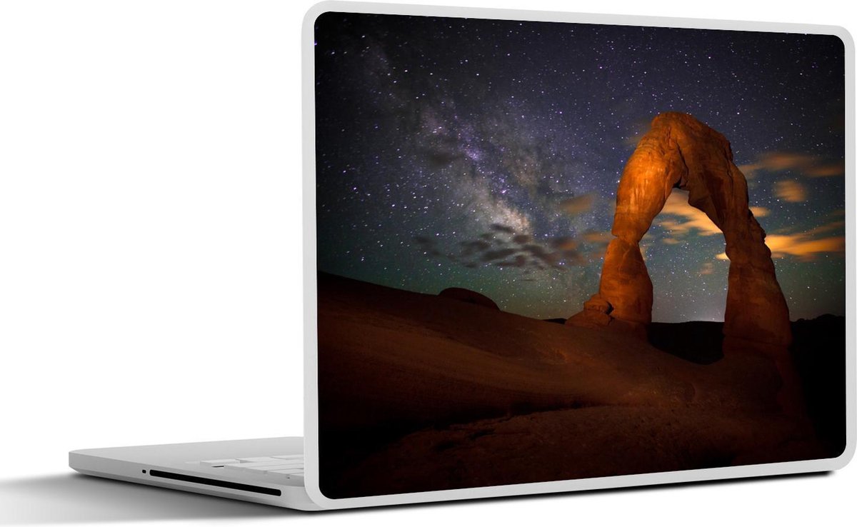 Laptop sticker - 10.1 inch - Adembenemende kleuren in de lucht boven Het Nationaal Park Arches in Utah