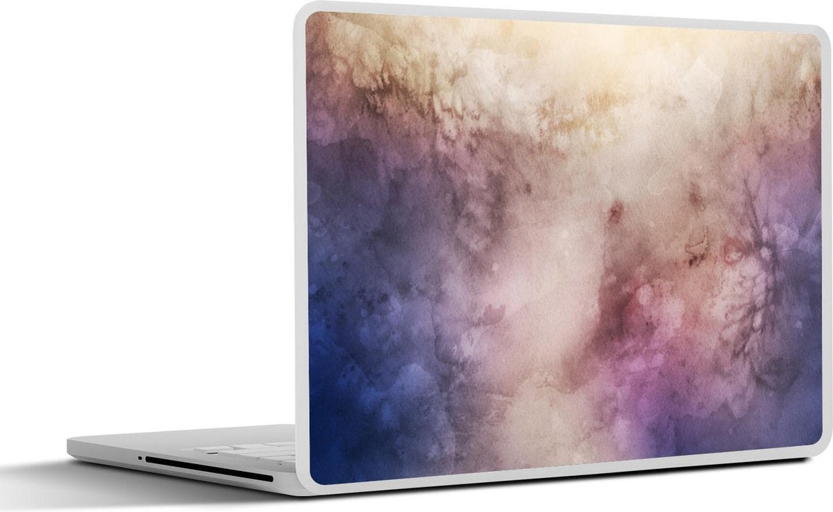 Laptop sticker - 10.1 inch - Abstract werk gemaakt van waterverf met paarse en bruine vlekken