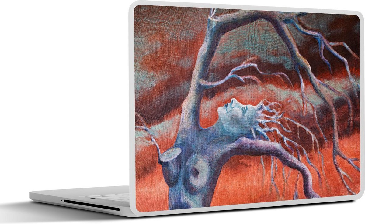 Laptop sticker - 10.1 inch - Abstracte illustratie van vrouw als boom