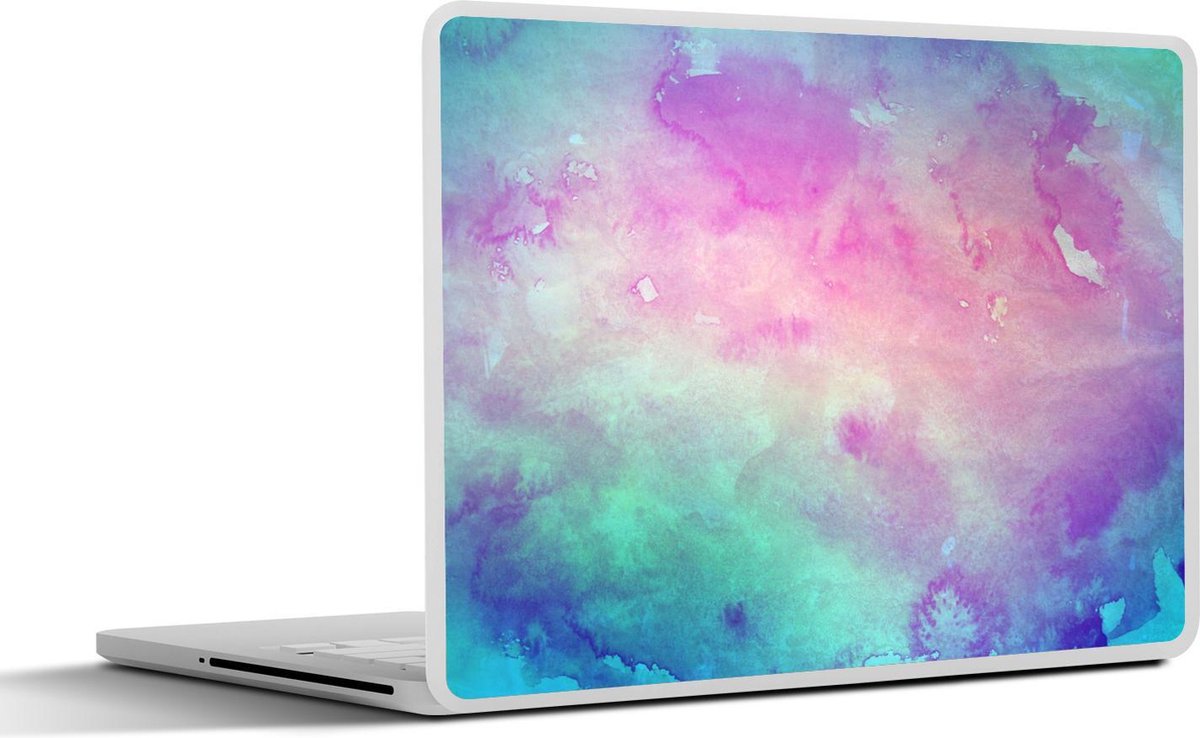 Laptop sticker - 10.1 inch - Abstract werk gemaakt van waterverf met lichtpaarse en groene vlekken