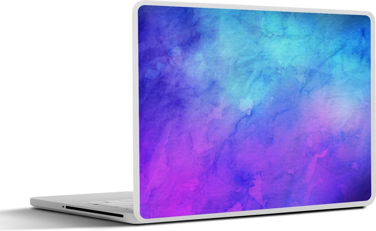 Laptop sticker - 10.1 inch - Abstract werk gemaakt van waterverf met blauwe en paarse vlekken