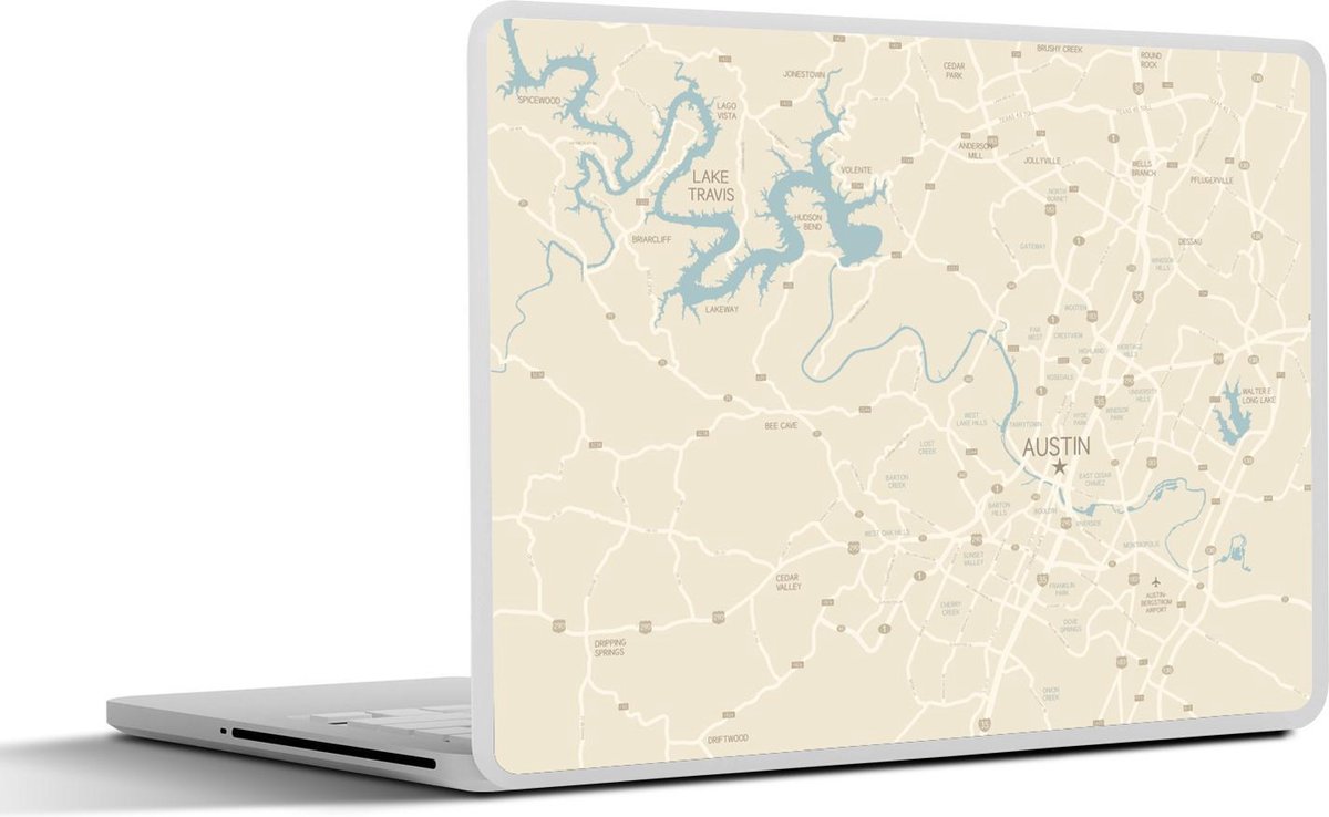 Laptop sticker - 10.1 inch - Illustratie van een kaart van het gebied van Austin in Texas