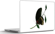 Laptop sticker - 10.1 inch - Illustratie van een zwarte vlinder op een tak