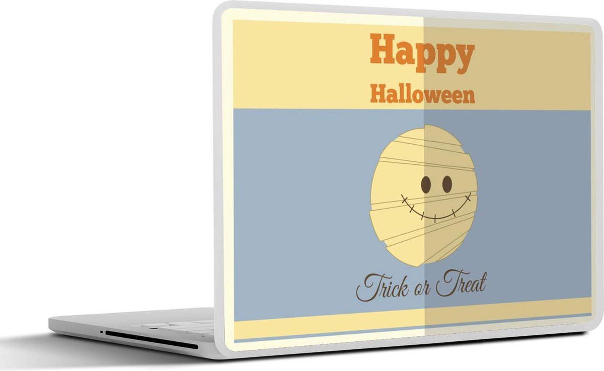 Laptop sticker - 10.1 inch - 'Happy Halloween' met een mummie