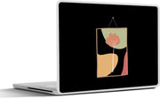 Laptop sticker - 10.1 inch - Abstract blad op een gekleurde kaart met een zwarte achtergrond