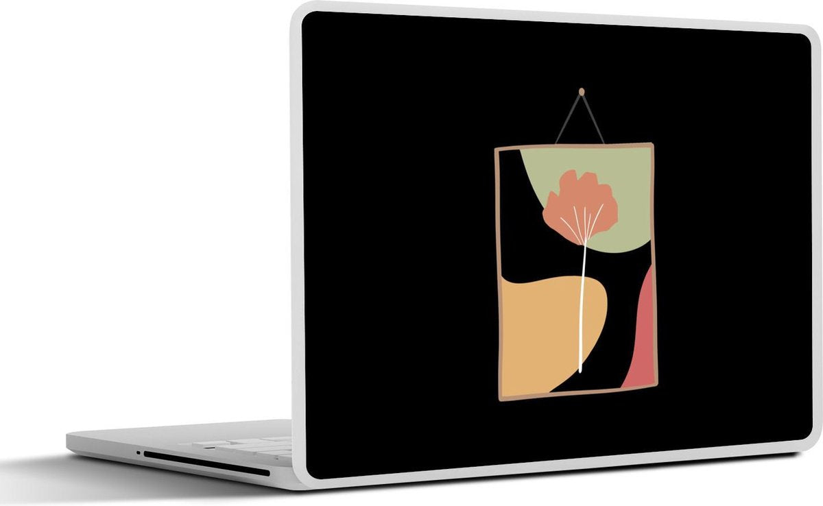 Laptop sticker - 10.1 inch - Abstract blad op een gekleurde kaart met een zwarte achtergrond