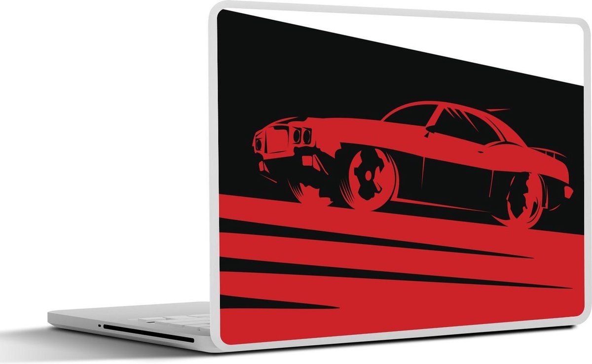 Laptop sticker - 10.1 inch - Illustratie van een muscle auto die omhoog rijdt