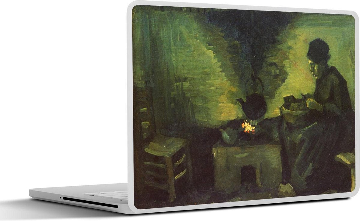 Laptop sticker - 10.1 inch - Aardappelschillende vrouw bij de haard - Vincent van Gogh
