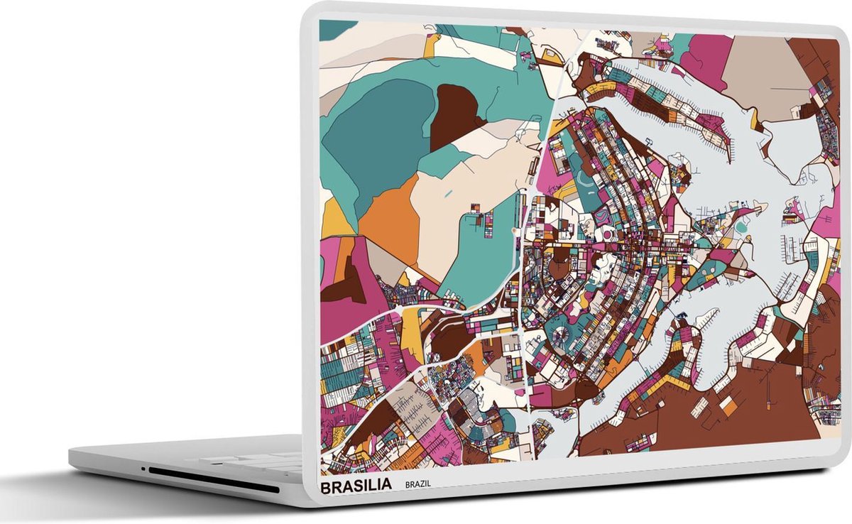 Laptop sticker - 10.1 inch - Illustratie van een kleurrijke kaart van Brasilia