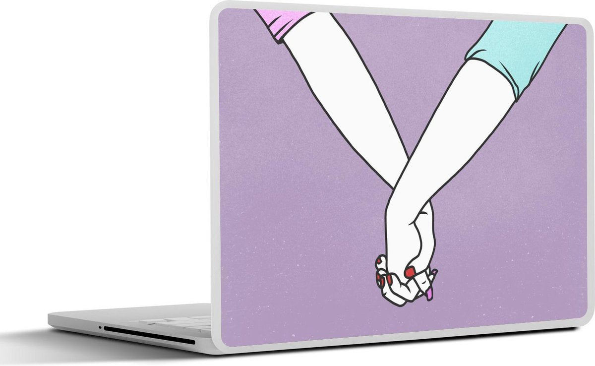 Laptop sticker - 10.1 inch - Illustratie van handen vasthouden