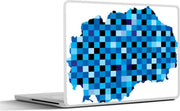 Laptop sticker - 10.1 inch - Illustratie van Noord-Macedonië in blauwe en zwarte blokken