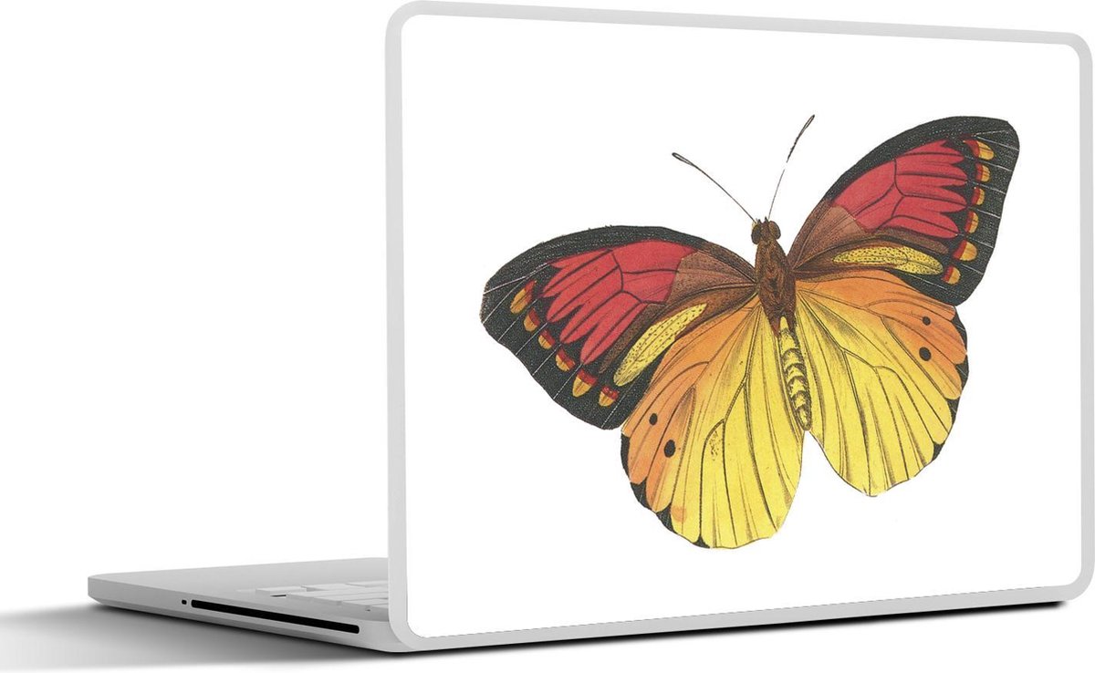 Laptop sticker - 10.1 inch - Illustratie van een rood met gele vlinder