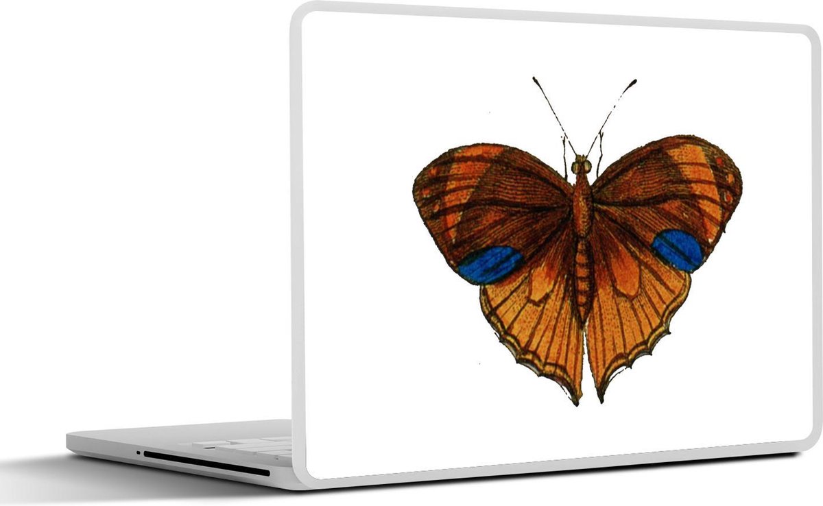 Laptop sticker - 10.1 inch - illustratie van een oranje vlinder met blauwe details