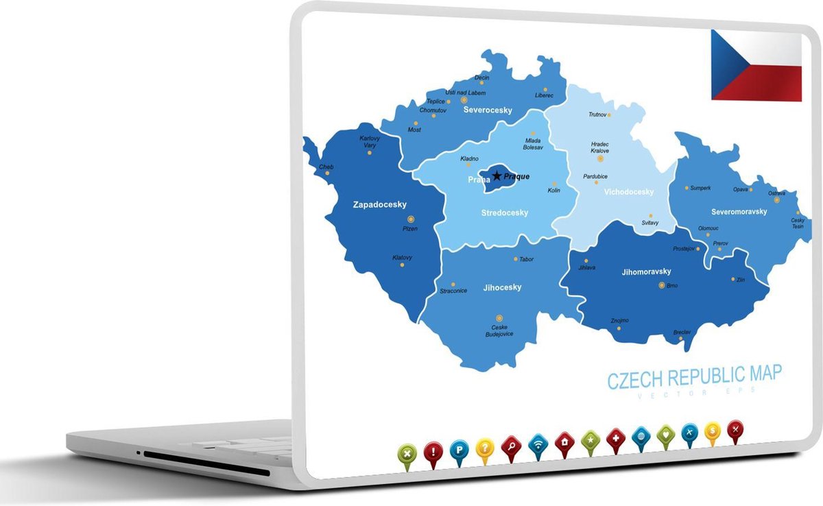 Laptop sticker - 10.1 inch - Illustratie van Tsjechië met pictogrammen eronder