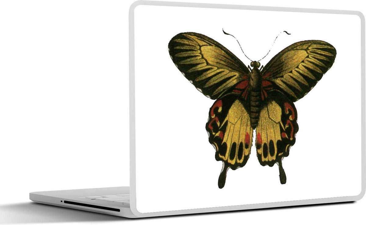 Laptop sticker - 10.1 inch - Illustratie van een gele vlinder met rode details