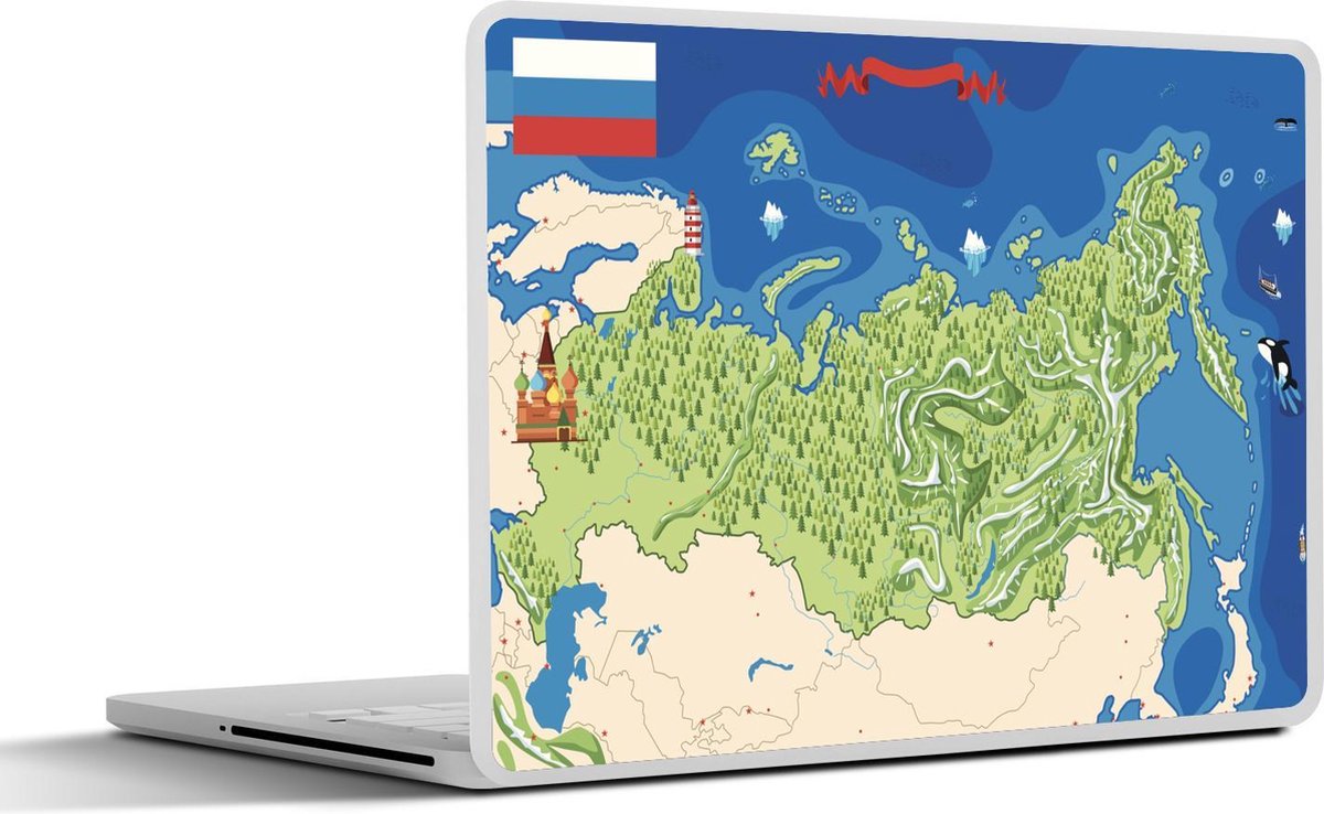 Laptop sticker - 10.1 inch - Illustratie van een groene kaart van Rusland