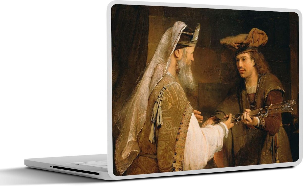 Laptop sticker - 10.1 inch - Achimelek geeft het zwaard van Goliath aan David - schilderij van Arent de Gelder