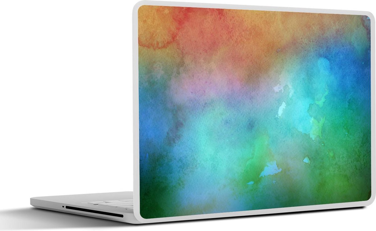 Laptop sticker - 10.1 inch - Abstract werk gemaakt met waterverf en oranje met groene kleuren