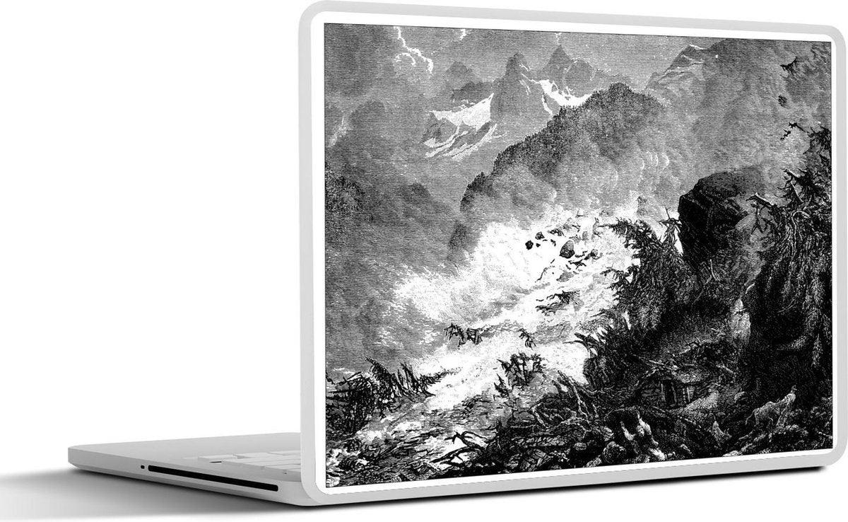 Laptop sticker - 10.1 inch - Illustratie van Zwitserland tijdens een aardverschuiving