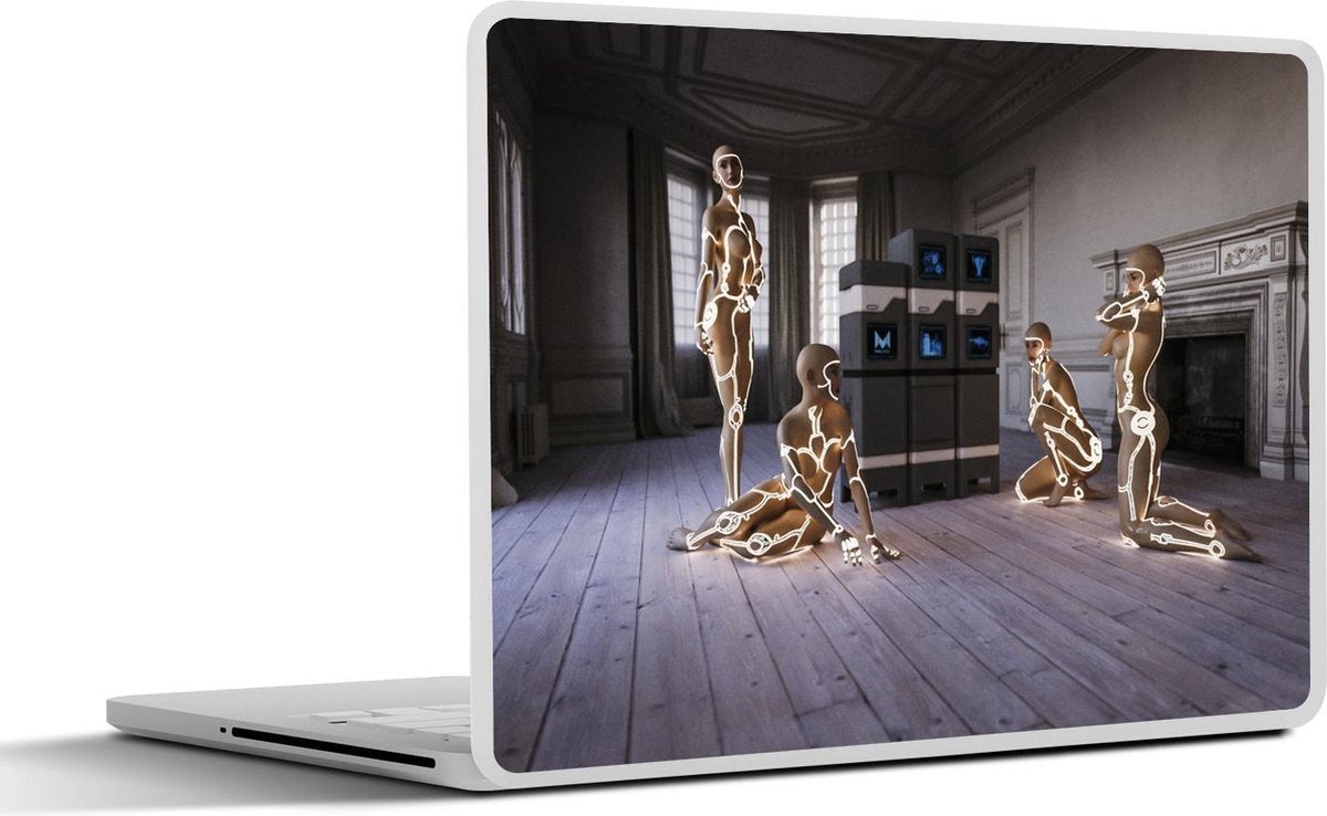 Laptop sticker - 10.1 inch - Absurde cyborg vrouwen bij de openhaard