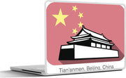 Laptop sticker - 10.1 inch - Illustratie van het Tiananmen gebouw met de Chinese nationale vlag
