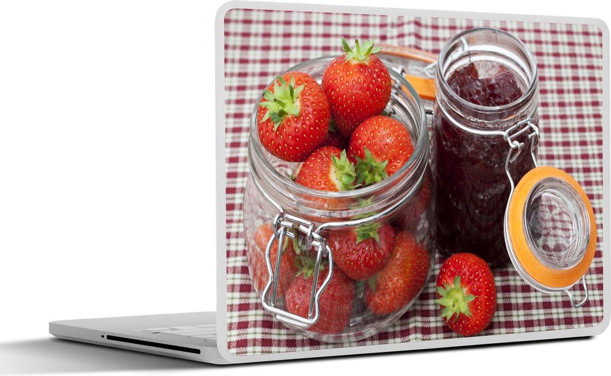 Laptop sticker - 10.1 inch - Aardbeien en jam in een weckpot